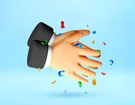 3D Businessman hands clapping with confetti. Illustrazione stock