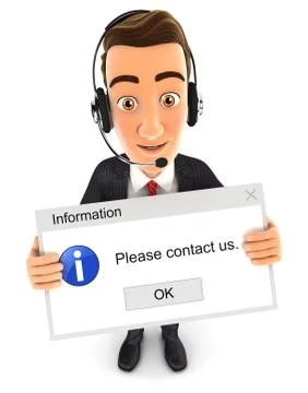 3d businessman holding a computer message Illustrazione stock