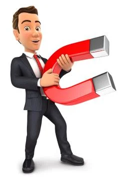 3d businessman holding a magnet Stock Illustration