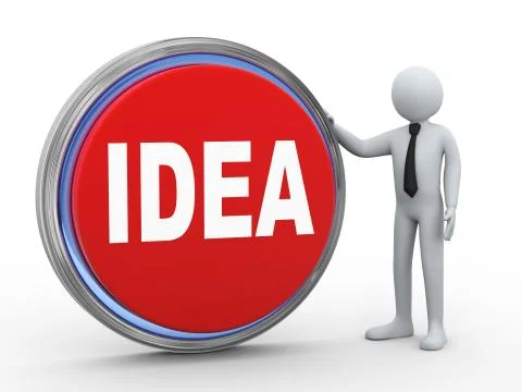 3d businessman with idea button Stock Illustration