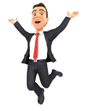 3d businessman is jumping Stock Illustration