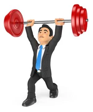 3D Businessman lifting weights Stock Illustration