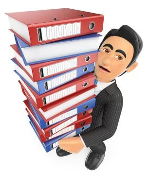 3D Businessman with a lot of work to do Stock Illustration