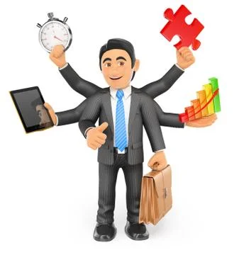 3D Businessman multitasking concept with thumb up Stock Illustration