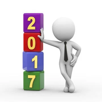 3d businessman with new year 2017 cubes Stock Illustration