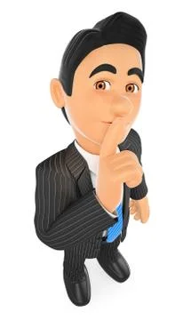 3D Businessman ordering to shut up with his finger Stock Illustration