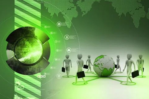 3d businessman persons with Globe Earth Stock Illustration