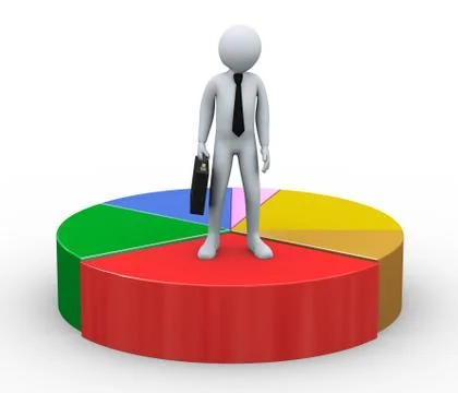 3d businessman on pie chart Stock Illustration