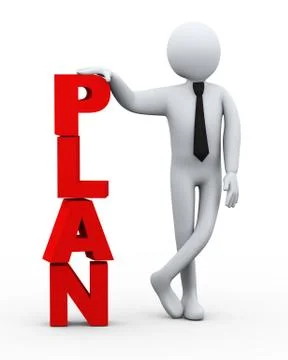 3d businessman plan word presentation Stock Illustration
