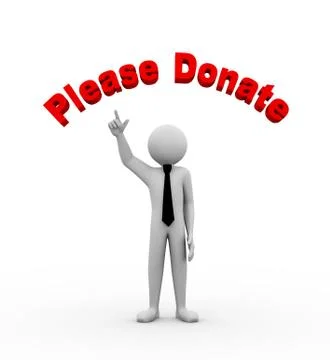 3d businessman with please donate Stock Illustration