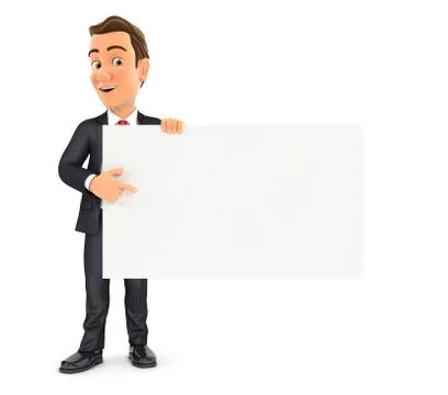 3d businessman pointing empty board Stock Illustration