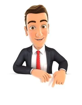 3d businessman pointing to empty wall Stock Illustration
