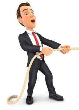 3d businessman pulling on the rope Illustrazione stock