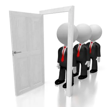 3D businessman, queue concept Stock Illustration