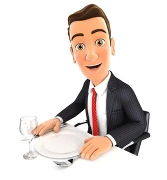 3d businessman ready for dinner Stock Illustration