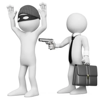3d businessman robbing a robber Stock Illustration