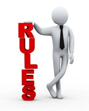 3d businessman rules word presentation Stock Illustration