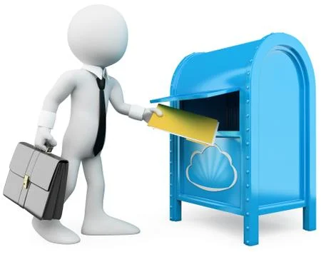 3d businessman sending documents to the cloud Stock Illustration