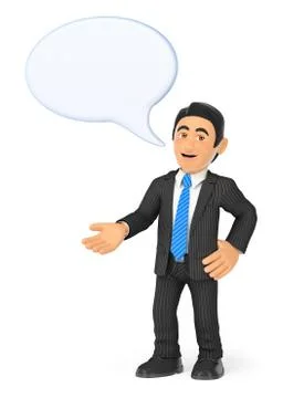 3D Businessman with a speaking bubble Stock Illustration