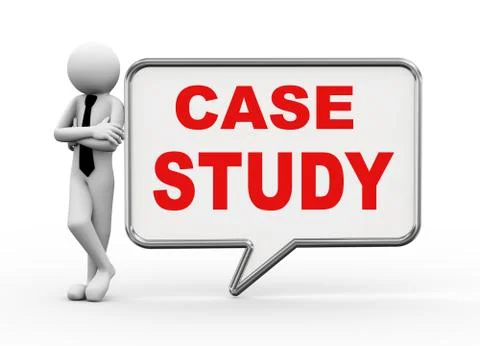 3d businessman with speech bubble - case study Illustrazione stock