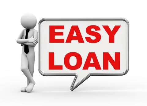 3d businessman with speech bubble - easy loan Stock Illustration