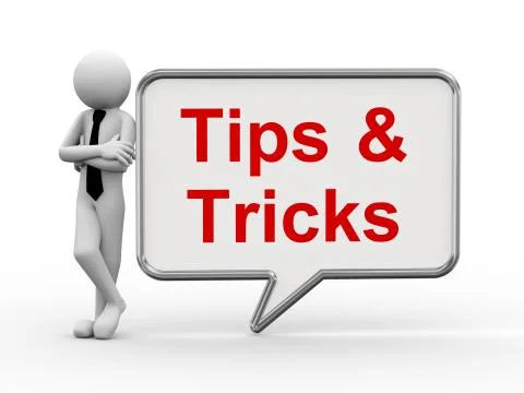 3d businessman with speech bubble - tips &amp; tricks Stock Illustration