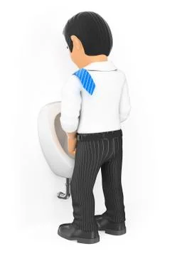 3D Businessman standing peeing Stock Illustration