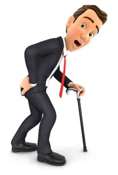 3d businessman suffering from back pain Stock Illustration