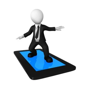 3d businessman with tablet pc. Web surfing. Stock Illustration