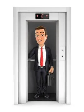 3d businessman taking the elevator Stock Illustration