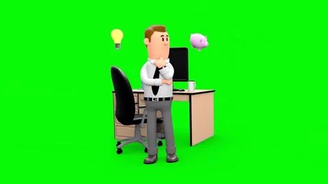 3D Businessman Thinking With Idea and Money Icons Over His Head Vídeos de archivo 260802178