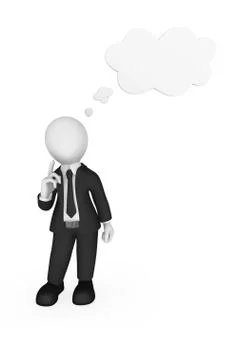 3d businessman thinking with thought cloud above his head. Stock Illustration