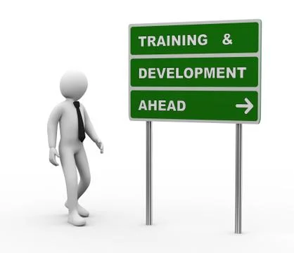 3d businessman training &amp; development roadsign Illustrazione stock