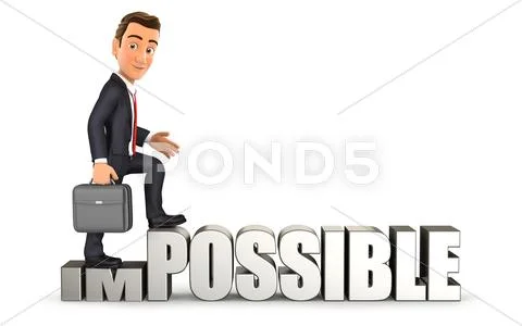 3d businessman turning impossible into possible Stock Illustration