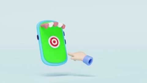 3D businessman using mobile phone with store front for targeting isolated o.. Stock Footage 311762186