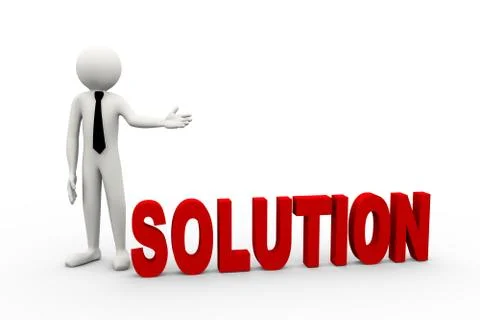 3d businessman with word solution Stock Illustration