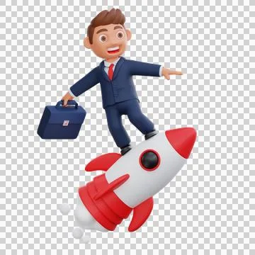 3d Businessman working at startup Illustrazione stock