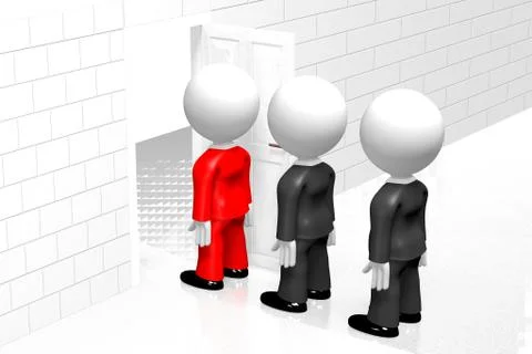 3D businessmen standing in queue Stockillustratie