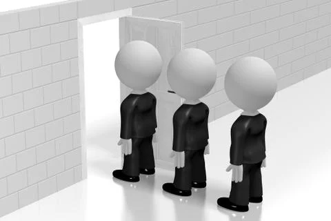 3D businessmen standing in queue Stock Illustration