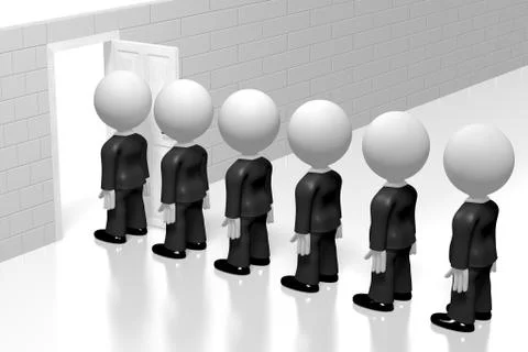 3D businessmen standing in queue Stock Illustration
