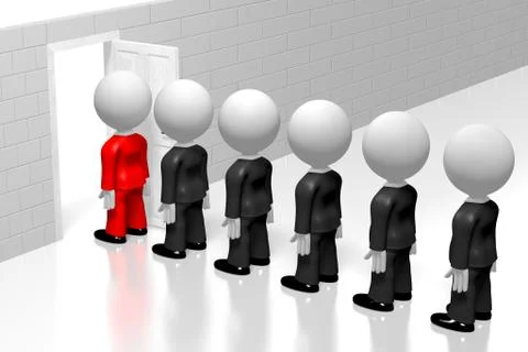 3D businessmen standing in queue Stock Illustration