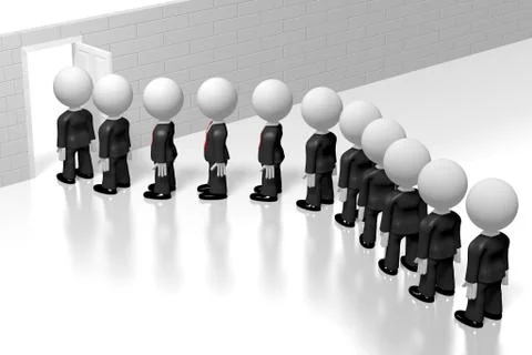 3D businessmen standing in queue Stock Illustration