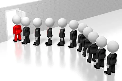 3D businessmen standing in queue Stock Illustration