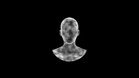3D bust of a man, head and shoulders of a man from a million small flickering Stock Illustration