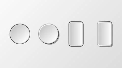 3D Button circle and rectangle shapes neomorphism style, Vector illustration Stock Illustration