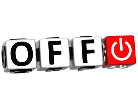 3d off button cube text Ilustração Stock