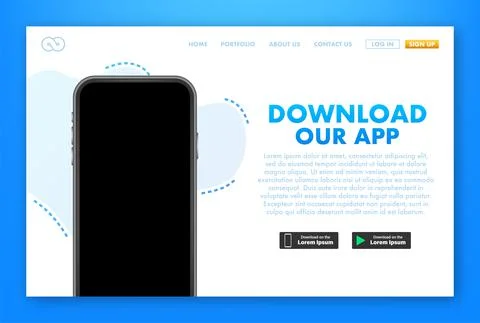 3d button with download our app for web page design. Business ad banner イラスト素材