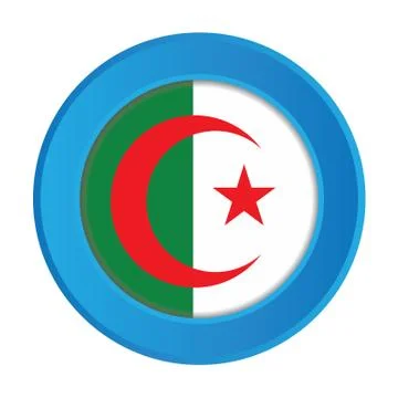 3d button with the flag of algeria Ilustração Stock