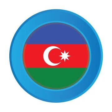 3d button with the flag of azerbaijan Stock Illustration
