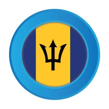3d button with the flag of barbados 스톡 일러스트